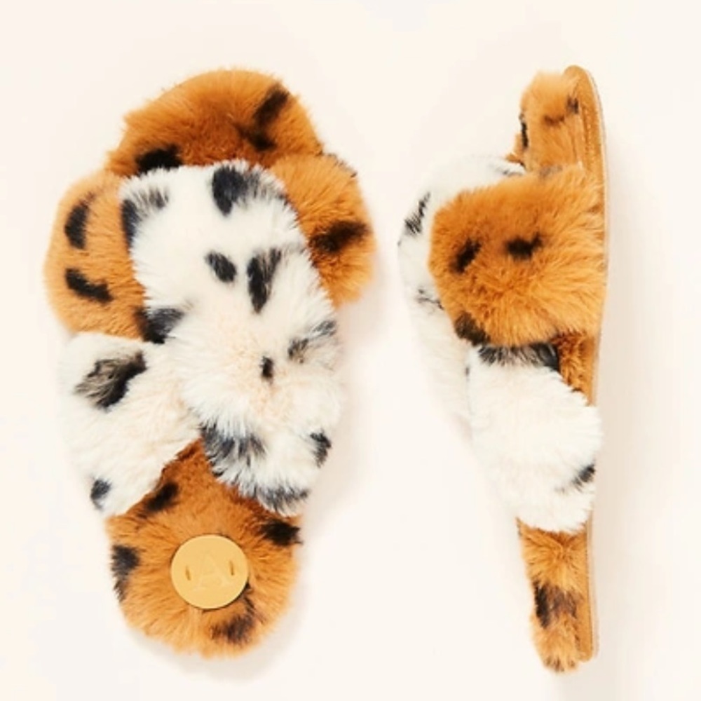 Anthropologie Lexie faux fur slides slippers sandals